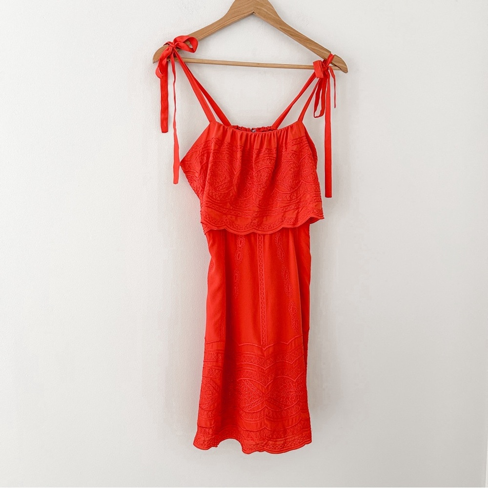 Parker 100% silk red mini dress size s - Picture 4 of 10